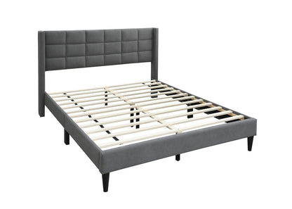 Queen Gray Linen Bed Frame - Modern Bedroom Style