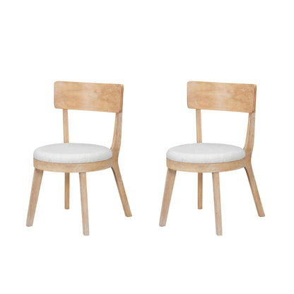 Beige Natural Upholstered Dining Chairs Set of 2