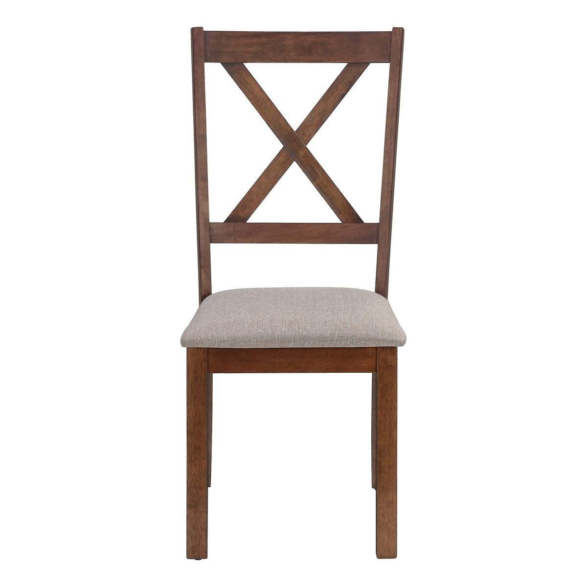 Set of 2 Walnut Wood Dining Chairs Beige Fabric