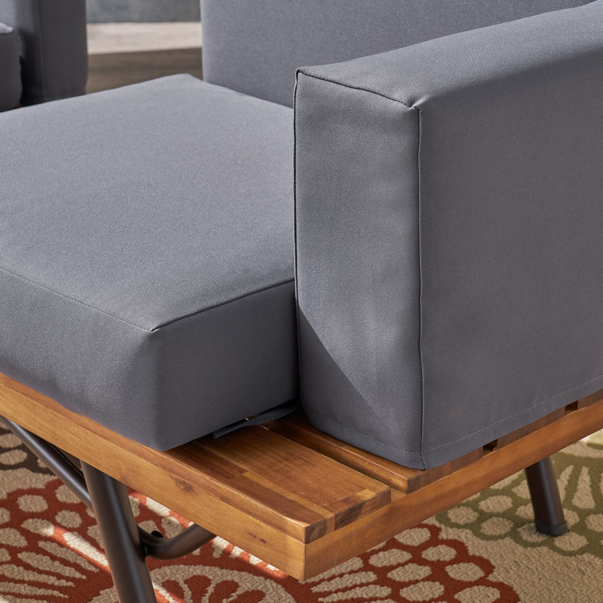 Natural Grey Acacia Wood 2 Seater Sofa for Garden Patio