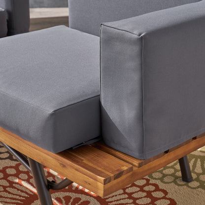 Natural Grey Acacia Wood 2 Seater Sofa for Garden Patio
