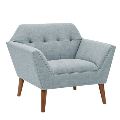 Light Blue Polyester Mid Century Lounge Chair with Armrest for Living Room