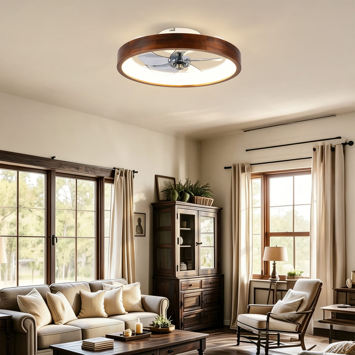 20 Inch White Ceiling Fan with Lights - Farmhouse Style