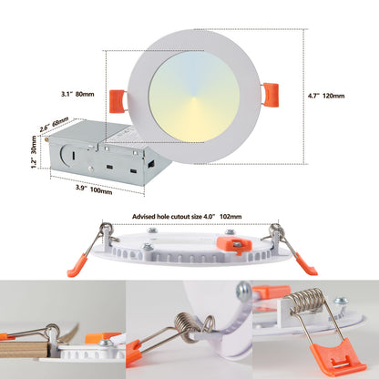4 Inch White Iron LED Recessed Lights - 12 Pack