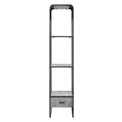 2-Shelf Side Pier with Drawer - Concrete Grey Black for Living Room