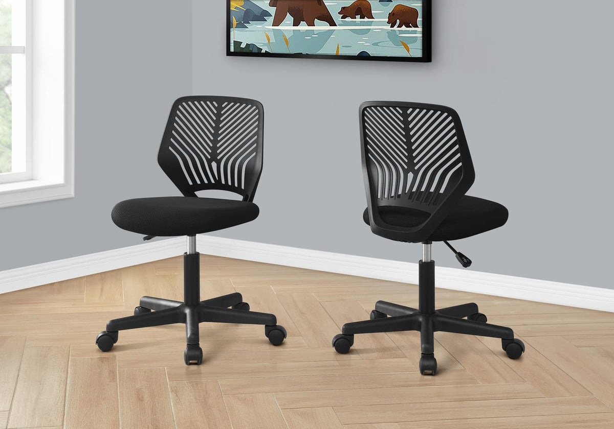 Black Adjustable Kids Office Chair - Swivel Ergonomic