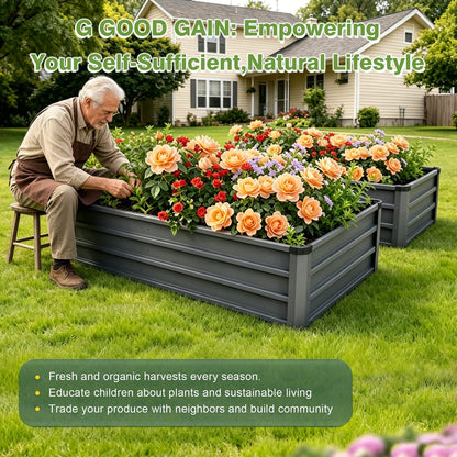 Grey Metal Garden Bed - 70.9 x 35.5 Inches
