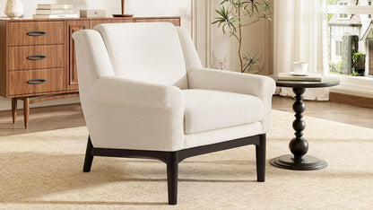 Beige Boucle Accent Chair - 31" Modern Lounge Chair for Living Room