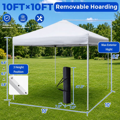 10x10 Metal Garden Canopy with Adjustable Height for Poolside Shade