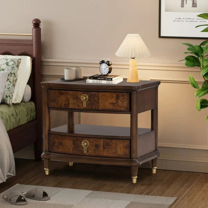 Traditional Cherry Nightstand with USB - Bedroom Storage