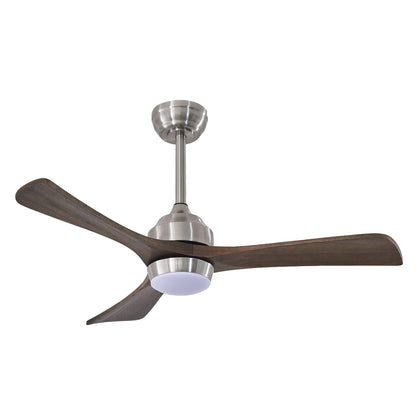 Nickel Wood Ceiling Fan with Light for Bedroom Decor