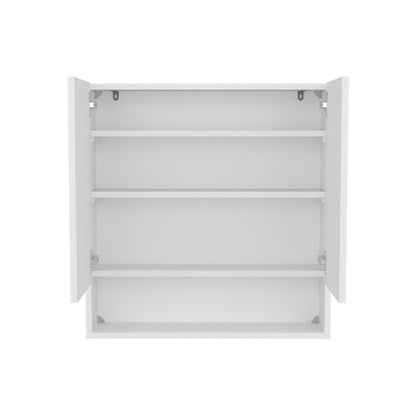 Wall Mounted White Bathroom Medicine Cabinet with 4 Shelves
