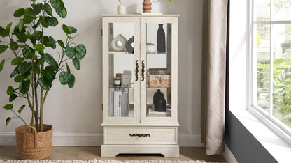 White Glass Curio Cabinet - 25.98"W Storage Display Cabinet