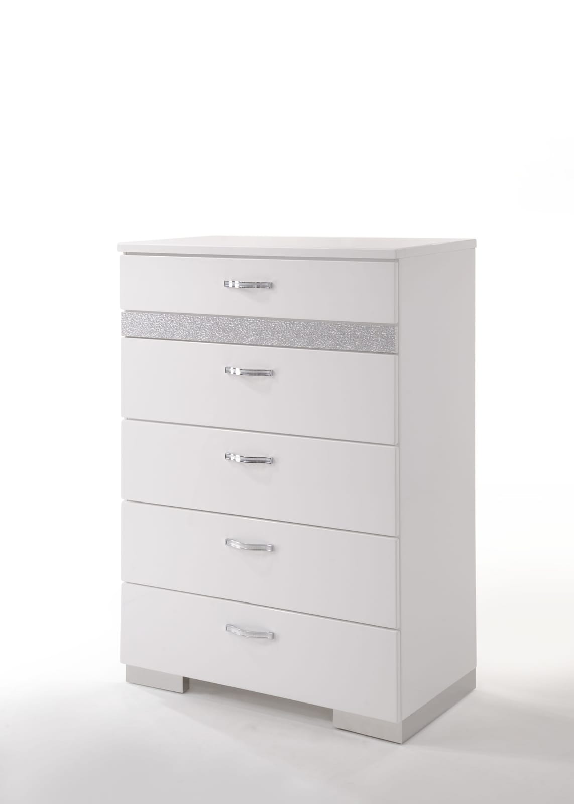 White Synthetic Wood Chest with 5 Storage Drawers for Bedroom