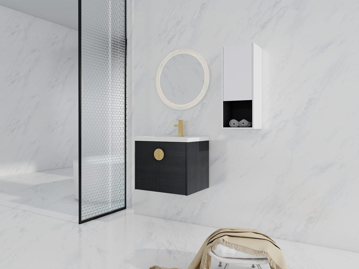 Modern Black Chestnut Bathroom Vanity with Storage and Sink