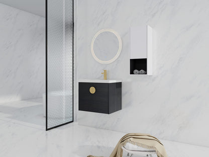 Modern Black Chestnut Bathroom Vanity with Storage and Sink