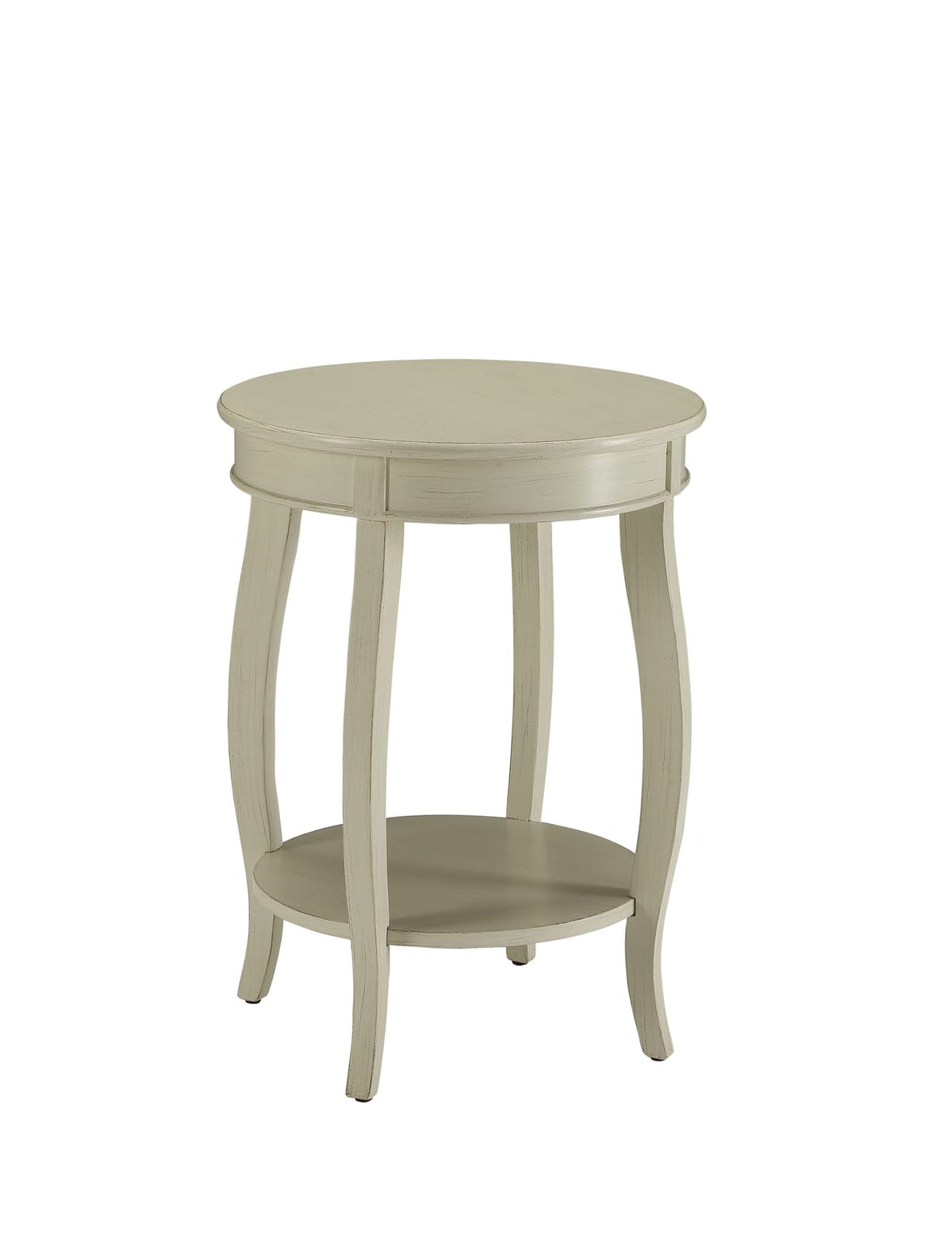 Antique White Accent Table with Storage Shelf for Living Room