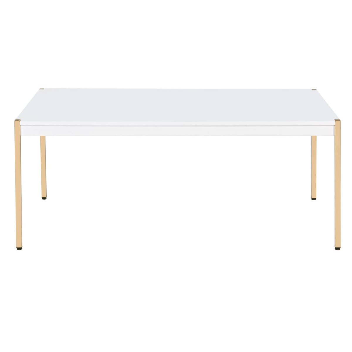 White & Gold Rectangle Coffee Table - Modern Style