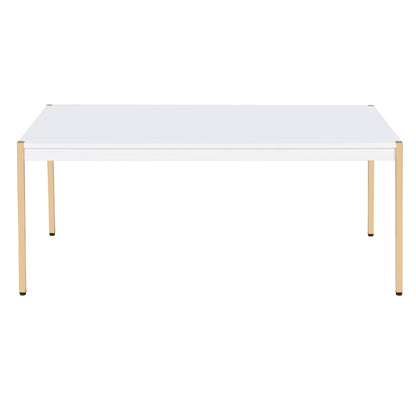 White & Gold Rectangle Coffee Table - Modern Style
