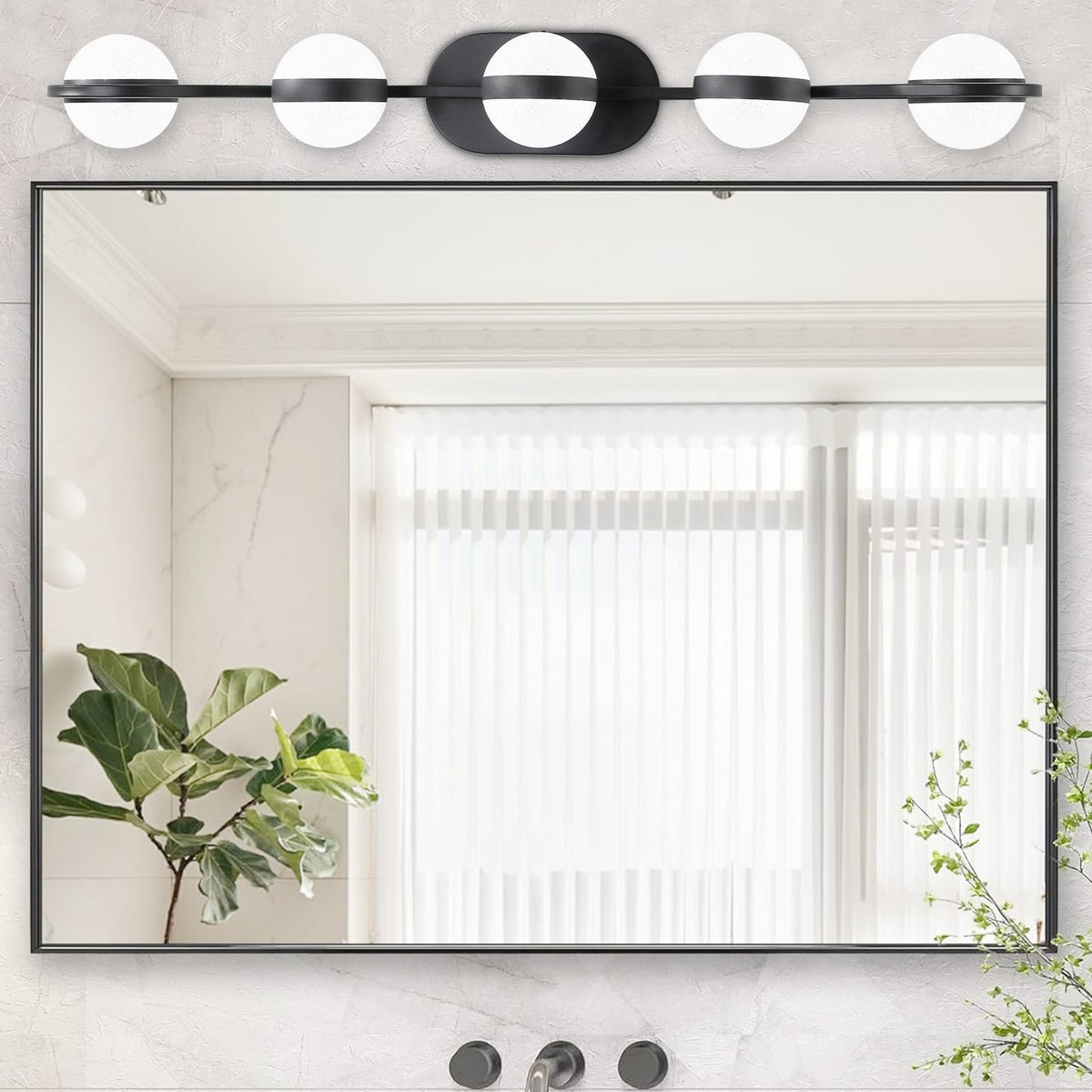 Modern Black Iron Bathroom Vanity Light - 5 Bulb LED