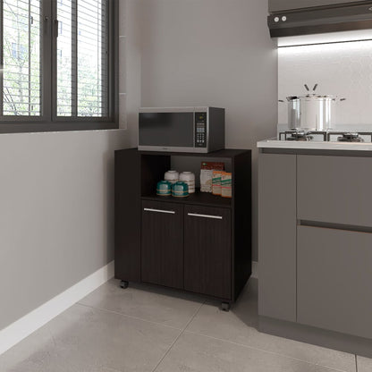 Black Kitchen Cart with Storage Shelves - 15.7" x 29.5"