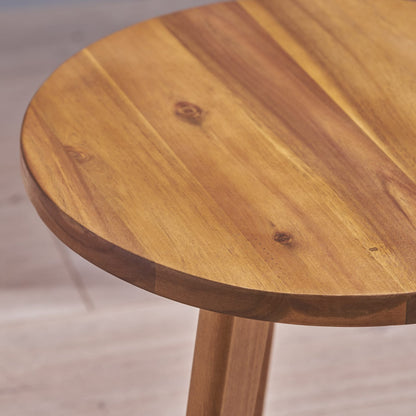 Natural Wood Round End Table for Garden or Poolside Patio Decor
