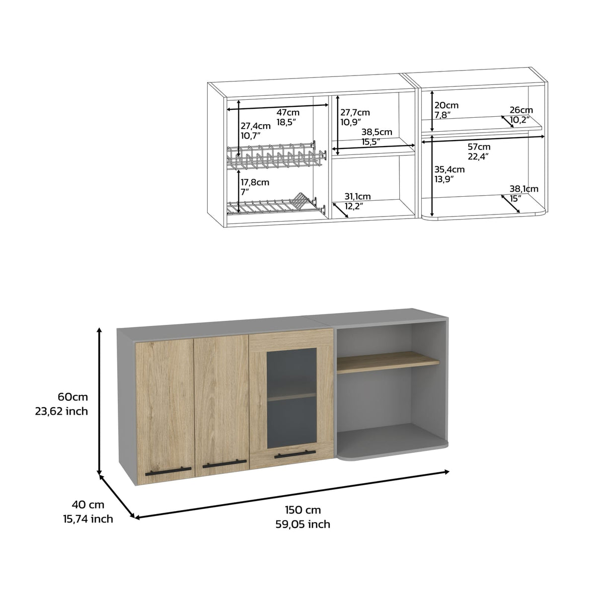 Beige Engineered Wood Wall Cabinet Rack for Living Room