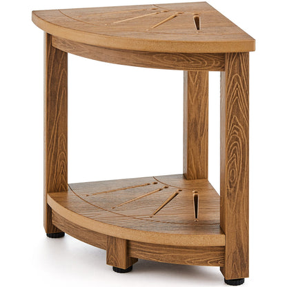 Teak Corner Shower Bench - Waterproof & Durable Storage Stool