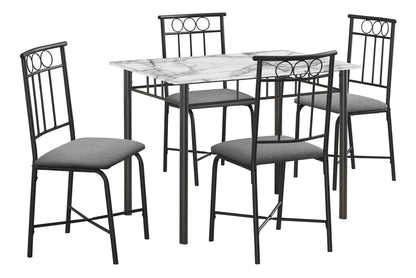 5 Piece White Dining Table Set - 40" Rectangular Table with Chairs for Dining Room