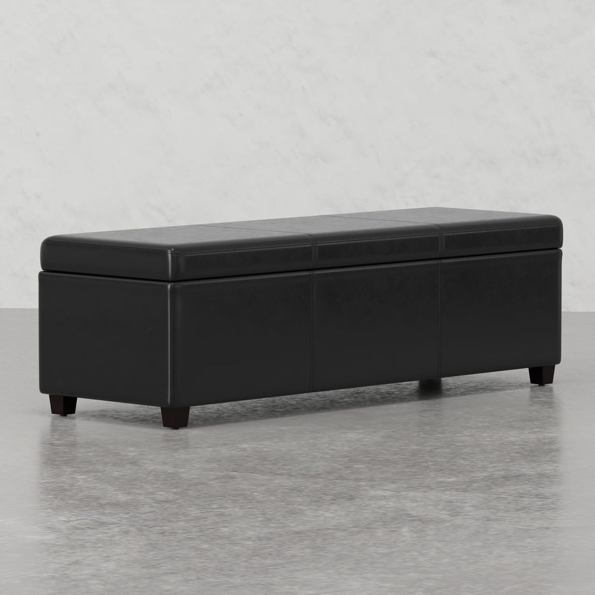 Black Wood Fabric Storage Bench - 18.1 x 53.9 Inches