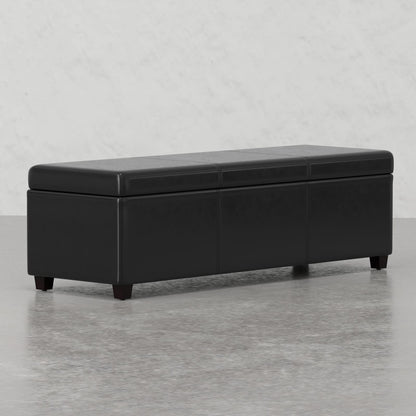 Black Wood Fabric Storage Bench - 18.1 x 53.9 Inches