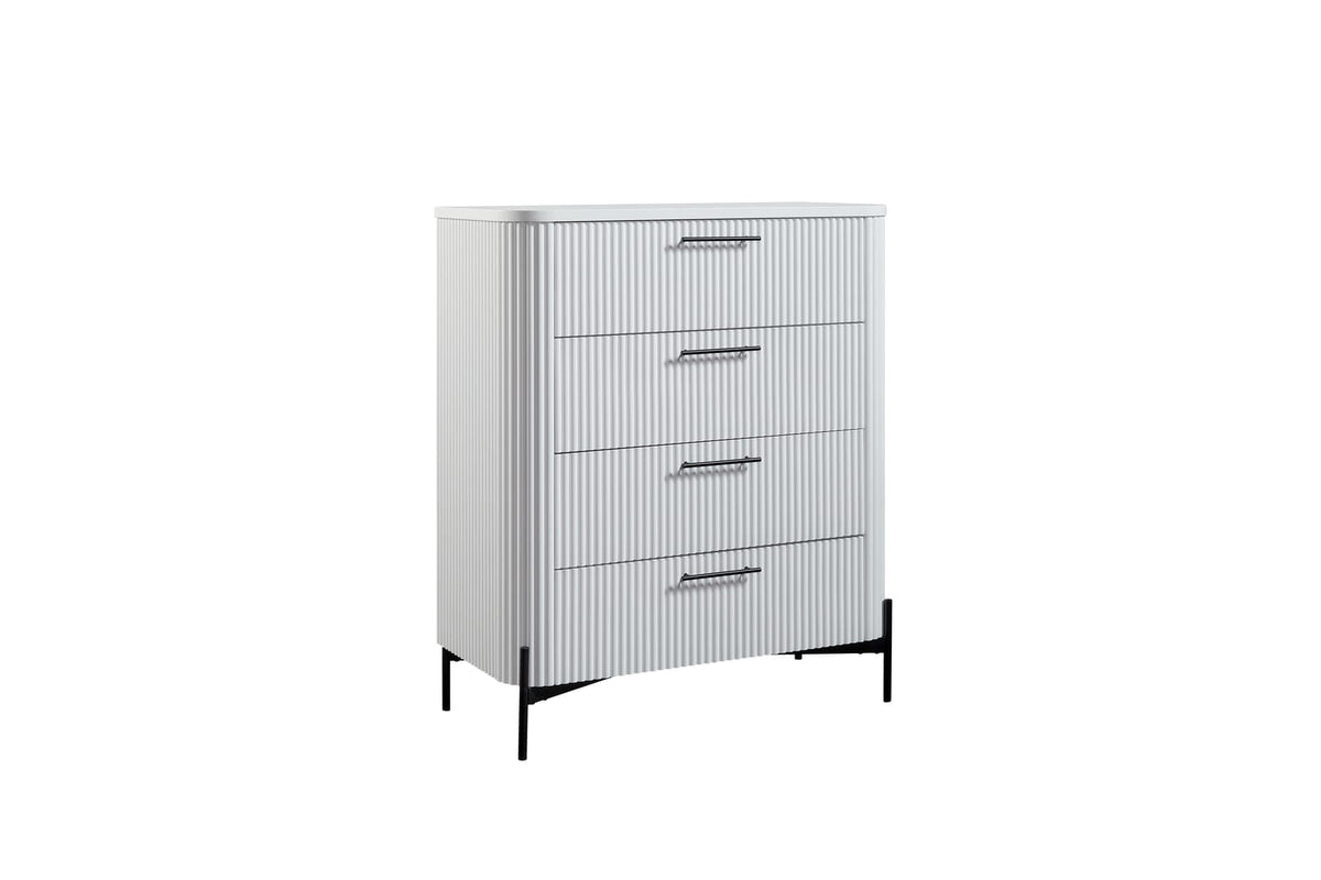 4-Drawer Chest - White Solid Wood MDF Dresser