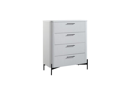 4-Drawer Chest - White Solid Wood MDF Dresser