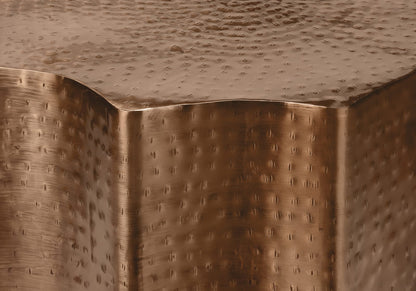 22" Copper Metal Drum Table - Boho Accent Table