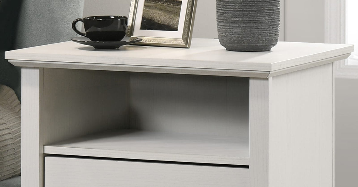 Elettra White 2-Drawer Nightstand - USB Charging Ports
