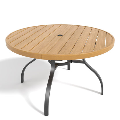 Black & Natural 5 Piece Patio Dining Set - Round Table with Umbrella Hole