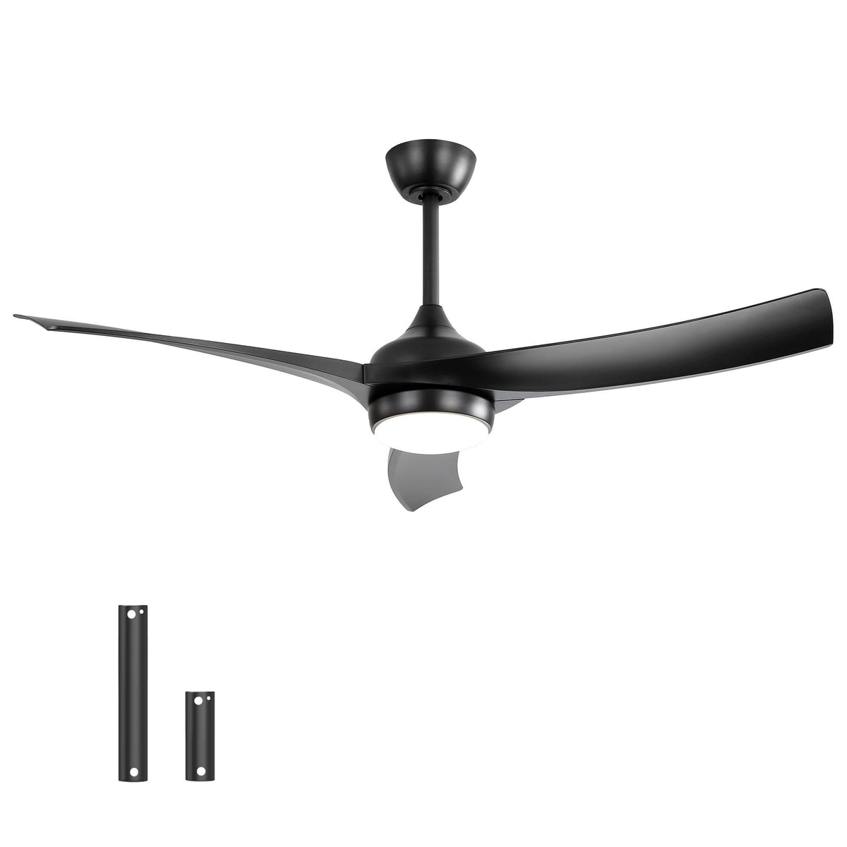 52 Inch Black Ceiling Fan with ABS Blades - Bedroom Living Room