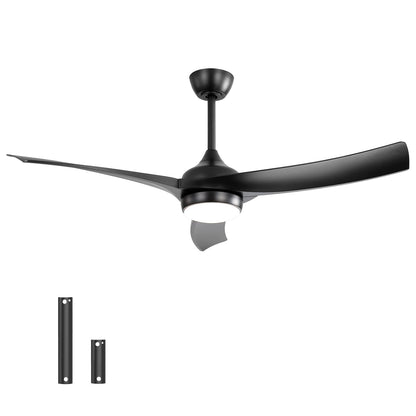 52 Inch Black Ceiling Fan with ABS Blades - Bedroom Living Room