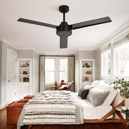 52 Inch Black Ceiling Fan with ABS Blades