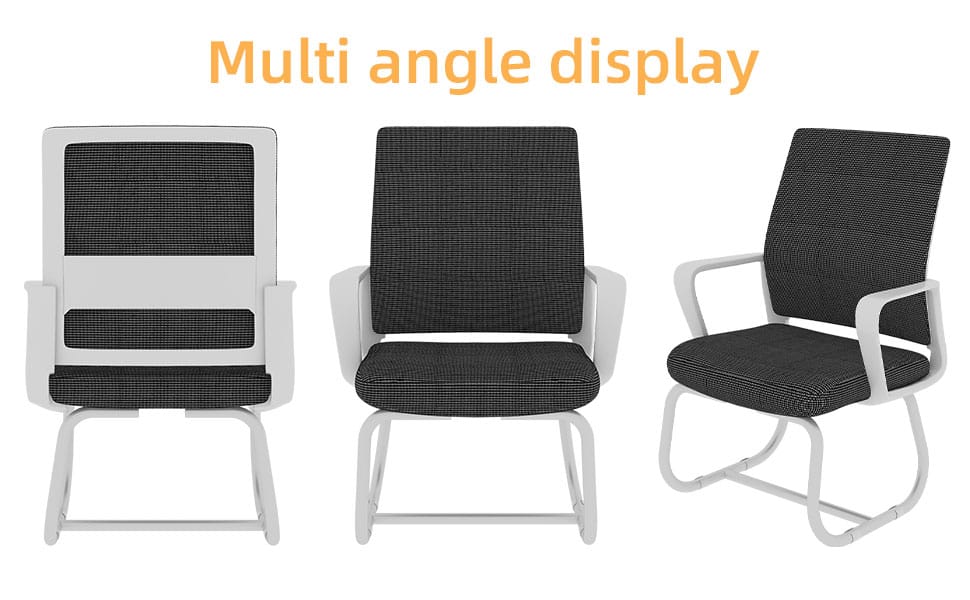 White Black Office Chair Mesh Back, Iron Frame, 23"L