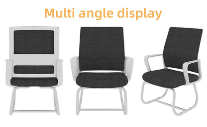 White Black Office Chair Mesh Back, Iron Frame, 23"L