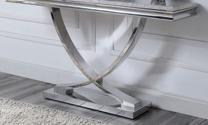 55" Chrome Glam Coffee Table with Faux Marble Top