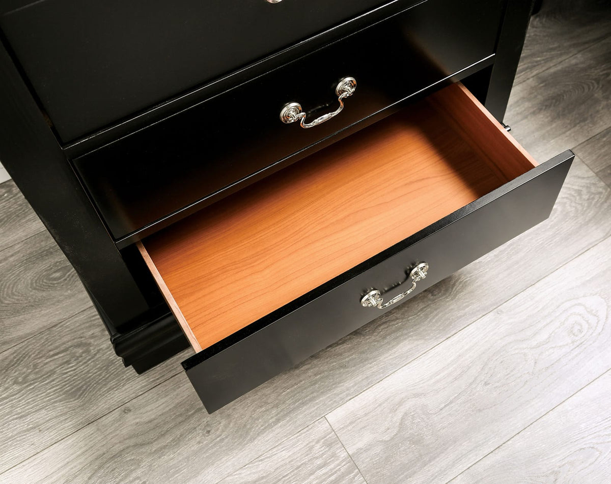 Black Solid Wood Bedroom Dresser - 31.5" W x 15.5" D x 48" H