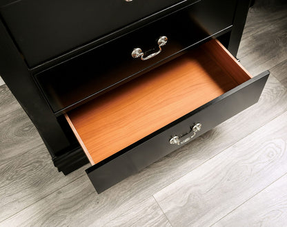 Black Solid Wood Bedroom Dresser - 31.5" W x 15.5" D x 48" H