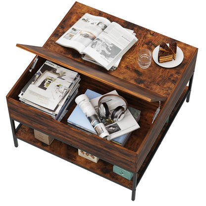 Black Brown Farmhouse Coffee Table with Storage