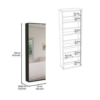 Wall Shoe Rack 54" H, Black - Storage Cabinet