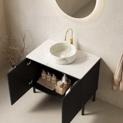 TURIO 30" Bathroom Vanity - White Ceramic Sink Storage Cabinet