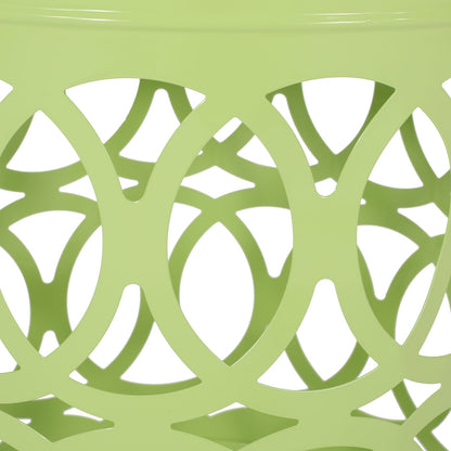 Outdoor Metal End Table - Large, Green Iron