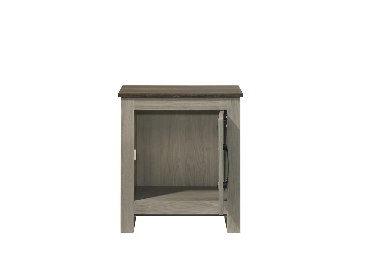 Gray Oak End Table with Storage - 16" W Nightstand