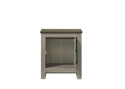 Gray Oak End Table with Storage - 16" W Nightstand